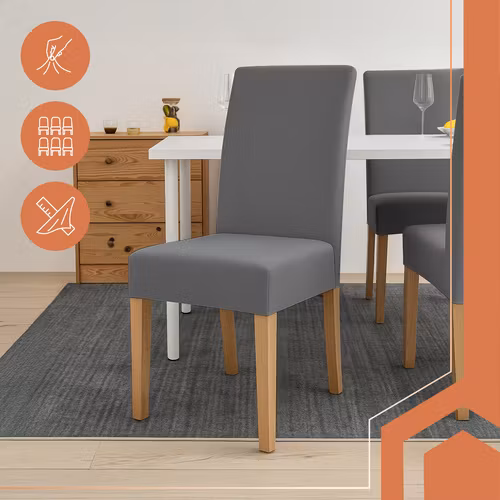 Stolsöverdrag Set om 6 – Mörkgrå Elastiska & Mjuka (65x40x35 cm)