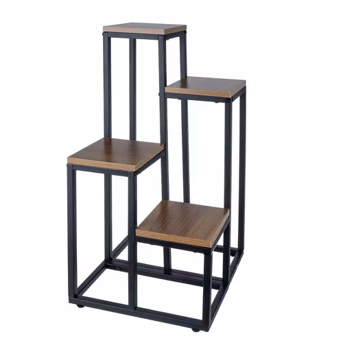 Blomsterställ Loft 4 Nivåer – Metallram & Trälook | Stabil & Hållbar