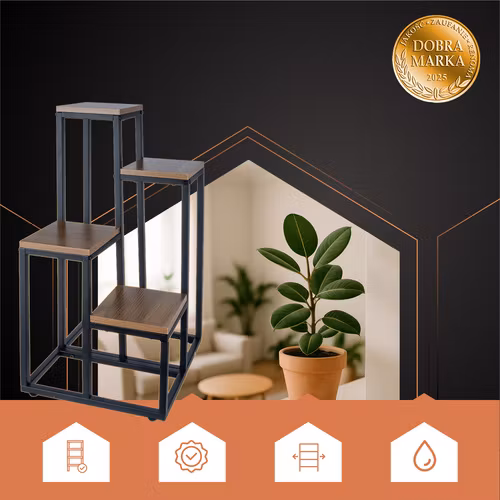 Blomsterställ Loft 4 Nivåer – Metallram & Trälook | Stabil & Hållbar