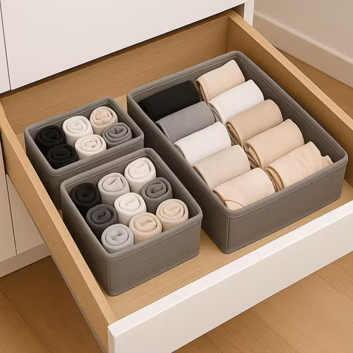 Drawer Organizer Set – 6 Storage Boxes for Underwear and Accessories
