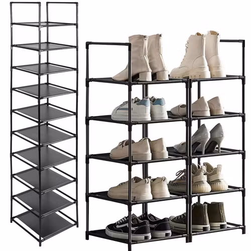 Modular Shoe Shelf – 10 Hyllor för Organisering av Skor, Kompakt & Flexibel