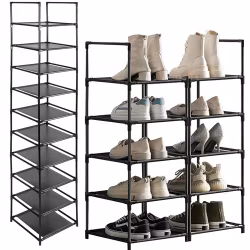 Modular Shoe Shelf – 10 Hyllor för Organisering av Skor, Kompakt & Flexibel