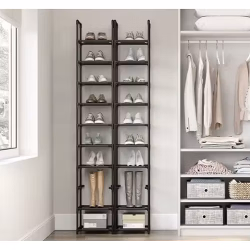 Modular Shoe Shelf – 10 Hyllor för Organisering av Skor, Kompakt & Flexibel