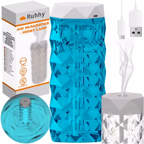 2-in-1 Air Humidifier & LED Night Lamp with Rose Effect – Silent and Decorative