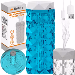 2-in-1 Air Humidifier & LED Night Lamp with Rose Effect – Silent and Decorative