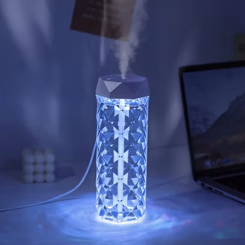 2-in-1 Air Humidifier & LED Night Lamp with Rose Effect – Silent and Decorative