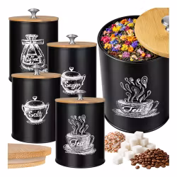 Kitchen Containers Set – Loft Style with Airtight Lids for Coffee, Tea, Sugar, and Salt
