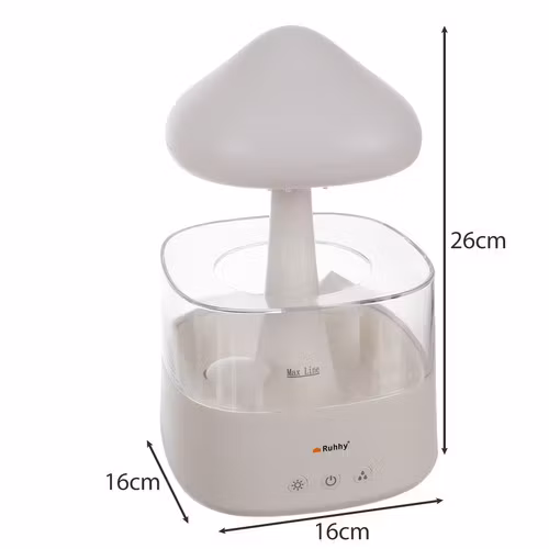 Mushroom-Shaped Humidifier with LED Night Lamp and Rain Effect