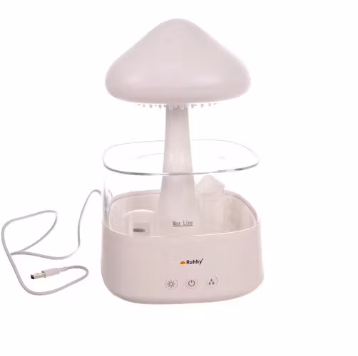 Mushroom-Shaped Humidifier with LED Night Lamp and Rain Effect