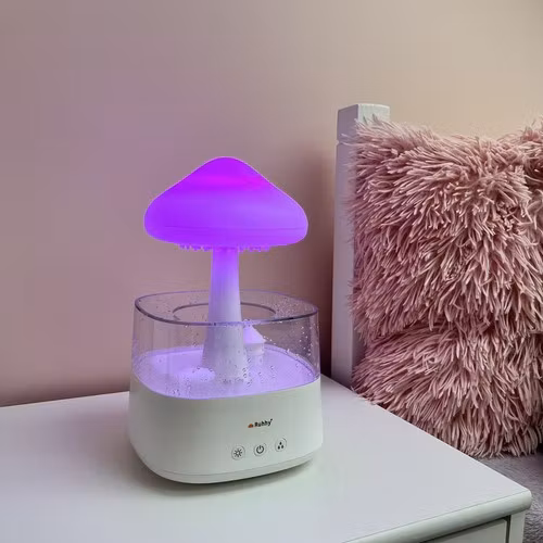 Mushroom-Shaped Humidifier with LED Night Lamp and Rain Effect