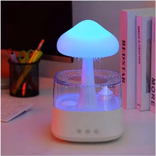 Mushroom-Shaped Humidifier with LED Night Lamp and Rain Effect