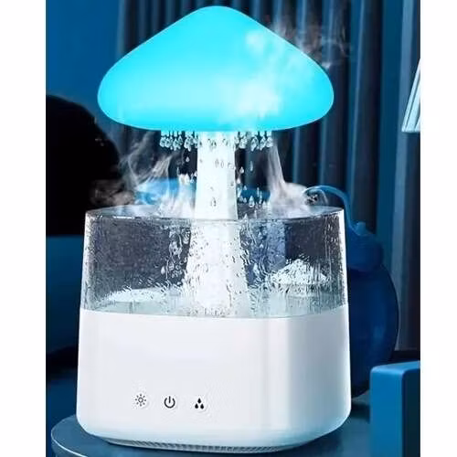 Mushroom-Shaped Humidifier with LED Night Lamp and Rain Effect