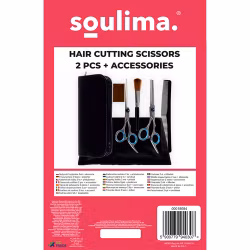 Frisørsakssæt med 2 sakse + tilbehør – komplet sæt med etui