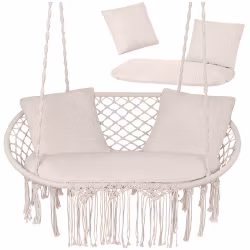 Dynor till hänggunga – sittdyna + 2 kuddar (krämfärg)