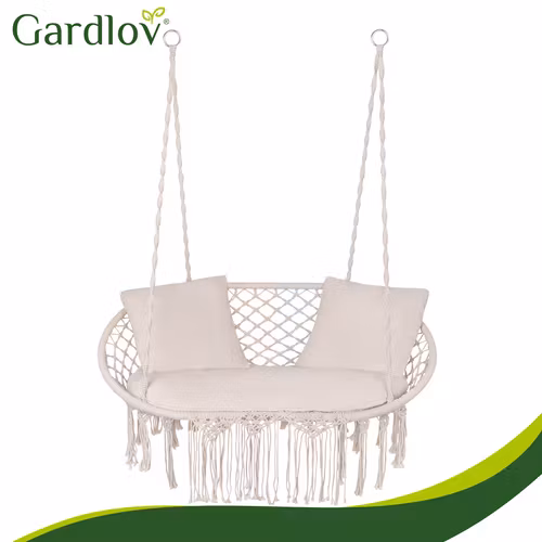 Dynor till hänggunga – sittdyna + 2 kuddar (krämfärg)