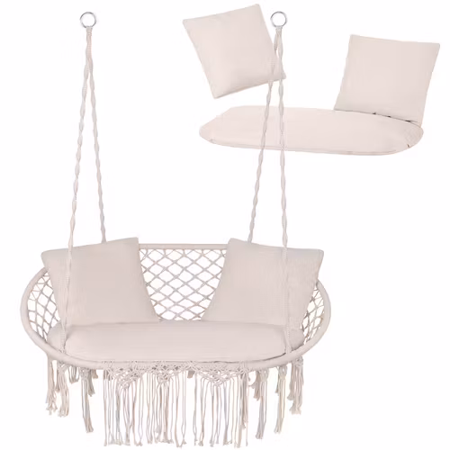 Dynor till hänggunga – sittdyna + 2 kuddar (krämfärg)