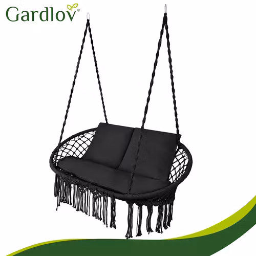 Dynor till hänggunga – sittdyna + 2 kuddar (svart)