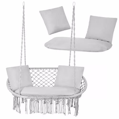 Dynor till hänggunga – sittdyna + 2 kuddar (grå)