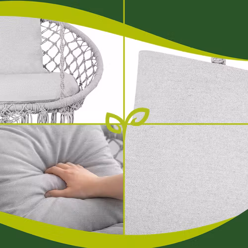 Dynor till hänggunga – sittdyna + 2 kuddar (grå)