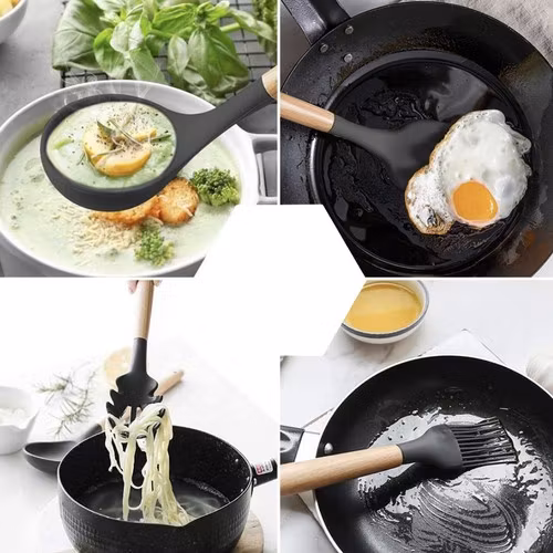 Köksredskap i silikon – 11 delar med hållare