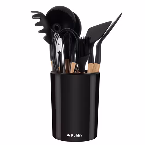 Köksredskap i silikon – 11 delar med hållare