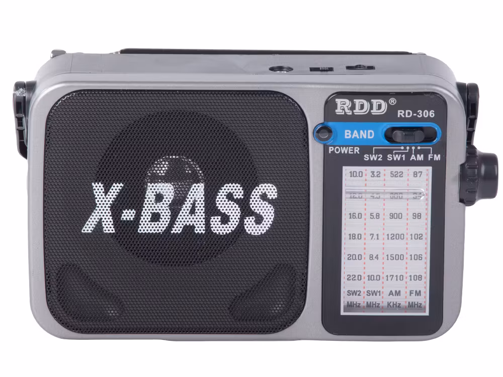 Bärbar radio FM/AM/SW med ficklampa – RDD RD-306 X-BASS -Grå