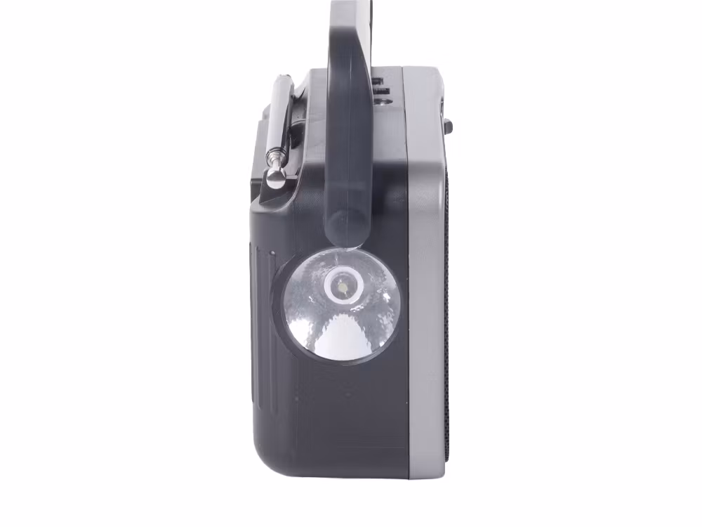 Bärbar radio FM/AM/SW med ficklampa – RDD RD-306 X-BASS -Grå