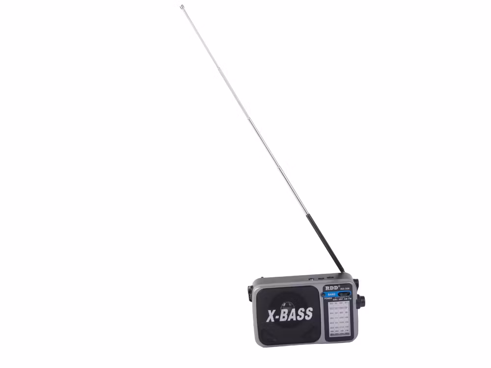 Bärbar radio FM/AM/SW med ficklampa – RDD RD-306 X-BASS -Grå