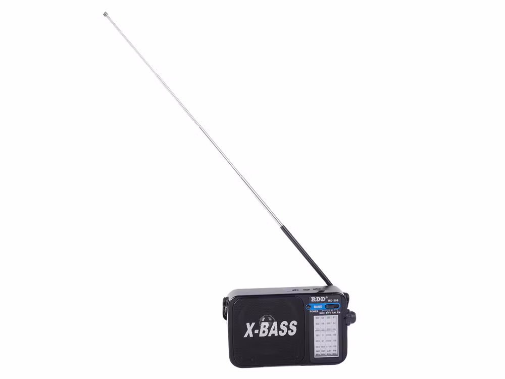 Bärbar radio FM/AM/SW med ficklampa – RDD RD-306 X-BASS -Svart