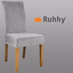 Stolsöverdrag grå sammet – elastiskt skydd för stolar