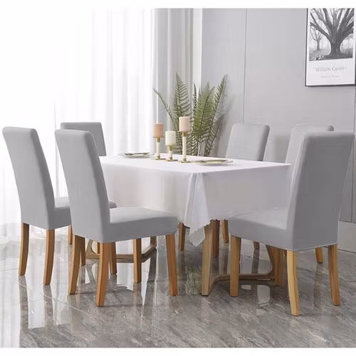 Stolsöverdrag grå sammet – elastiskt skydd för stolar