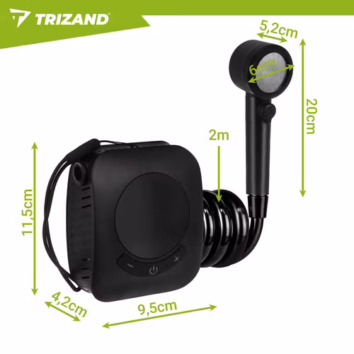 Campingdusch 8000mAh USB – TRIZAND med LED & justerbart tryck