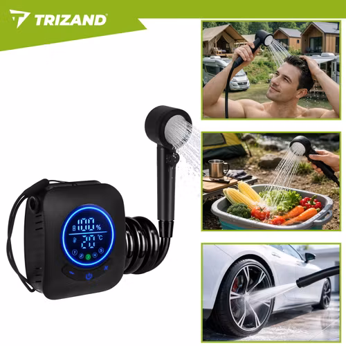 Campingdusch 8000mAh USB – TRIZAND med LED & justerbart tryck