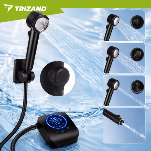Campingdusch 8000mAh USB – TRIZAND med LED & justerbart tryck