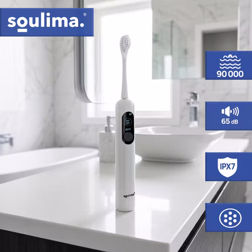 Sonic eltandborste 90 000 rpm vit – Soulima X800 med 6 borsthuvuden