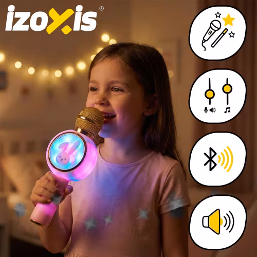 Karaoke mikrofon barn Bluetooth – Izoxis Rabbit med högtalare & RGB