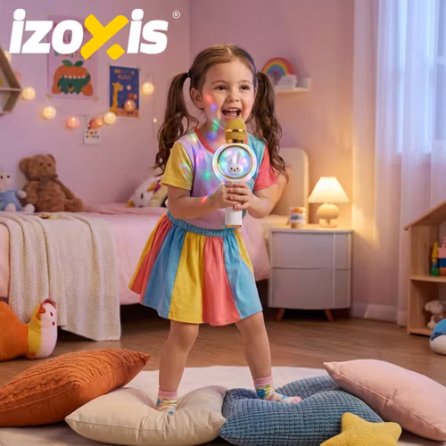 Karaoke mikrofon barn vit Bluetooth – Izoxis Rabbit med högtalare