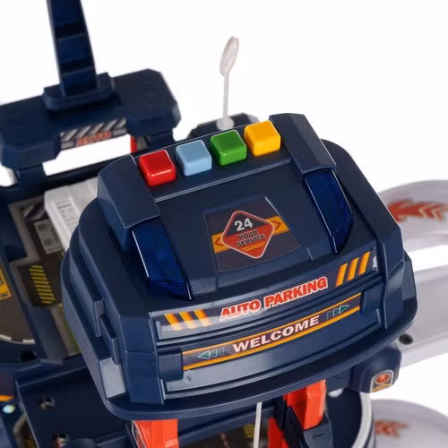 Parkeringsgarage leksak 4 våningar – med hiss, ljus & ljud