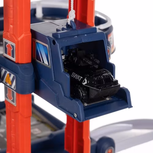 Parkeringsgarage leksak 4 våningar – med hiss, ljus & ljud