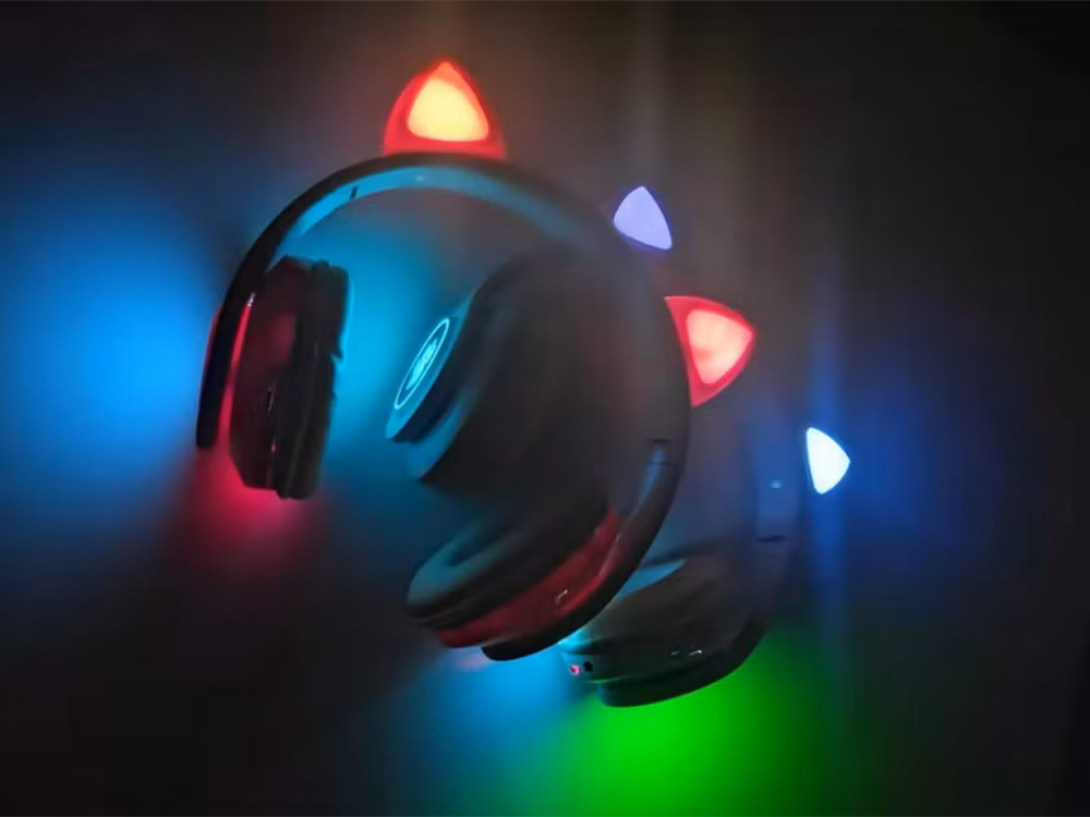 Bluetooth Hörlurar Kattöron LED | Trådlösa Hörlurar FM & MP3