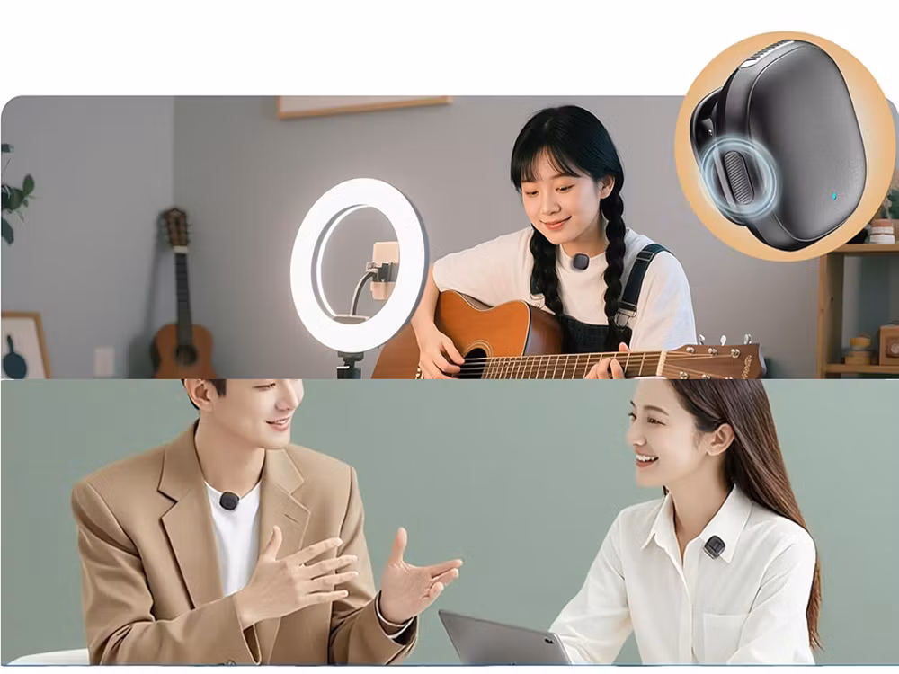 2x Trådlösa Lavaliermikrofoner USB-C | Mikrofon för Mobil & Vlogg