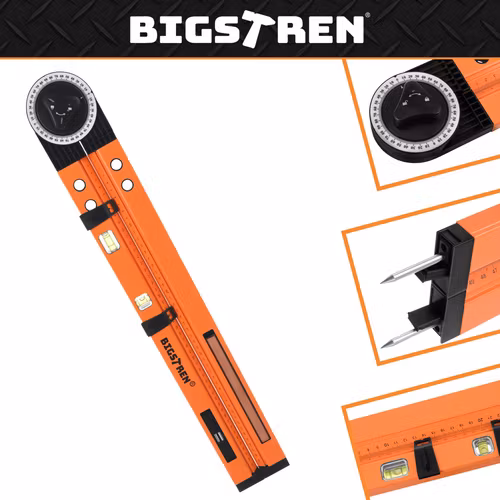 Justerbar Vinkelhake 3-i-1 BIGSTREN – Gradskiva & Vattenpass