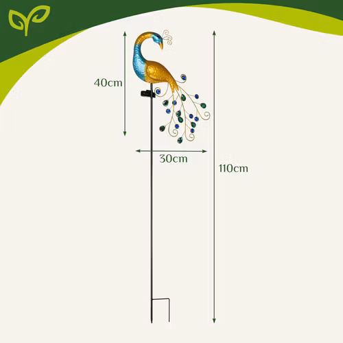 Solcellslampa Påfågel 40 LED – Trädgårdsbelysning IP44