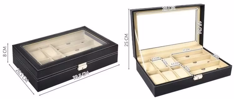 Klockbox & Glasögonbox med Lås – Organizer 9 Fack