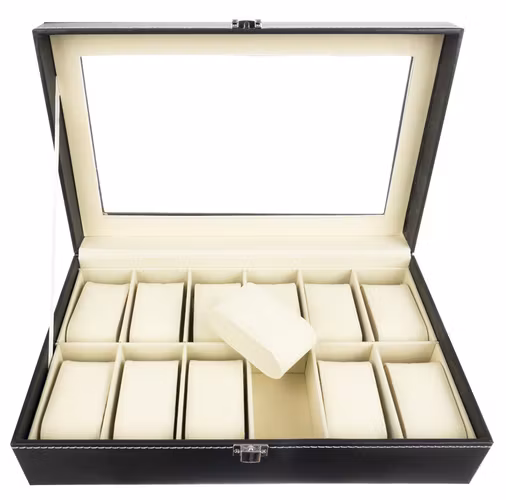 Klockbox 12 Fack – Organizer för Klockor & Smycken