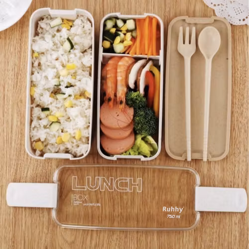 Lunchbox 2-i-1 med Bestick – Matlåda 750 ml