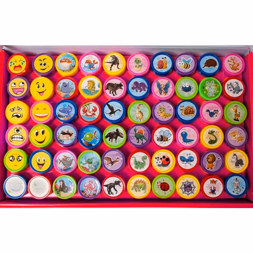 Stämpelset Barn 60 st – Djur & Emojis i Färg