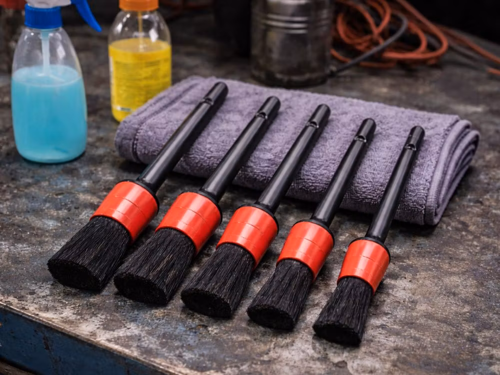 Detailingborstar 5-pack + Mikrofiberduk – Bilrengöring