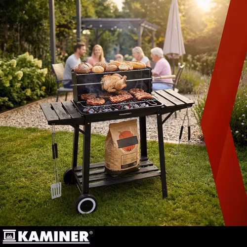 Kolgrill med lock & rotisserie