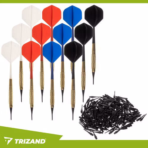 Dartpilar 12 st för elektronisk darttavla – TRIZAND set med 200 spetsar